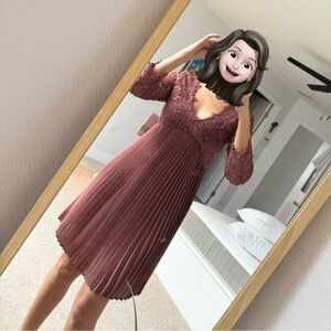 Zara Elegant Lace Mauve Dress